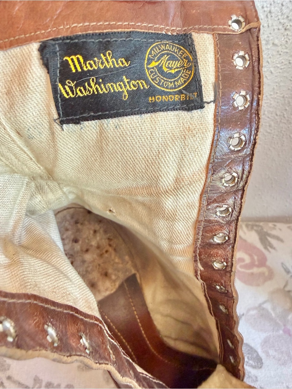 Antique VICTORIAN LEATHER BOOTS Brown Witchy Laced Vintage Martha Washington 6.5 - Picture 7 of 13